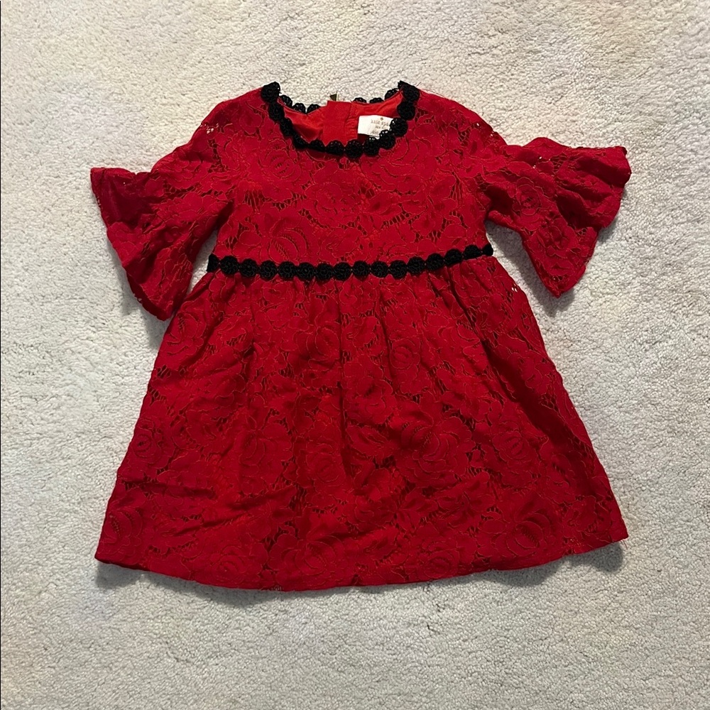 kate spade Red Lace Kids Dress with Black Accents